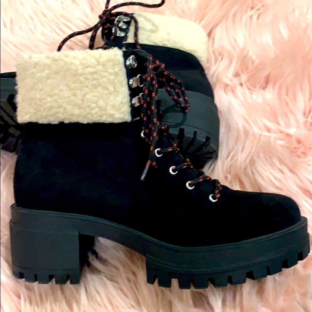 BRAND NEW black winter boots with white trim